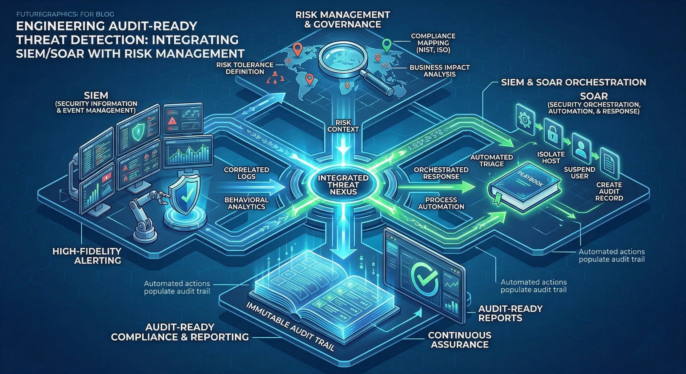 Engineering Audit-Ready Threat Detection: Integrating SIEM/SOAR with Risk Management